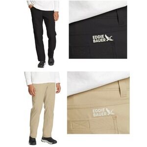 Eddie Bauer Rainier‎ Tech Pants Set 32x30 Outdoor Hiking Pants Black Beige 0593